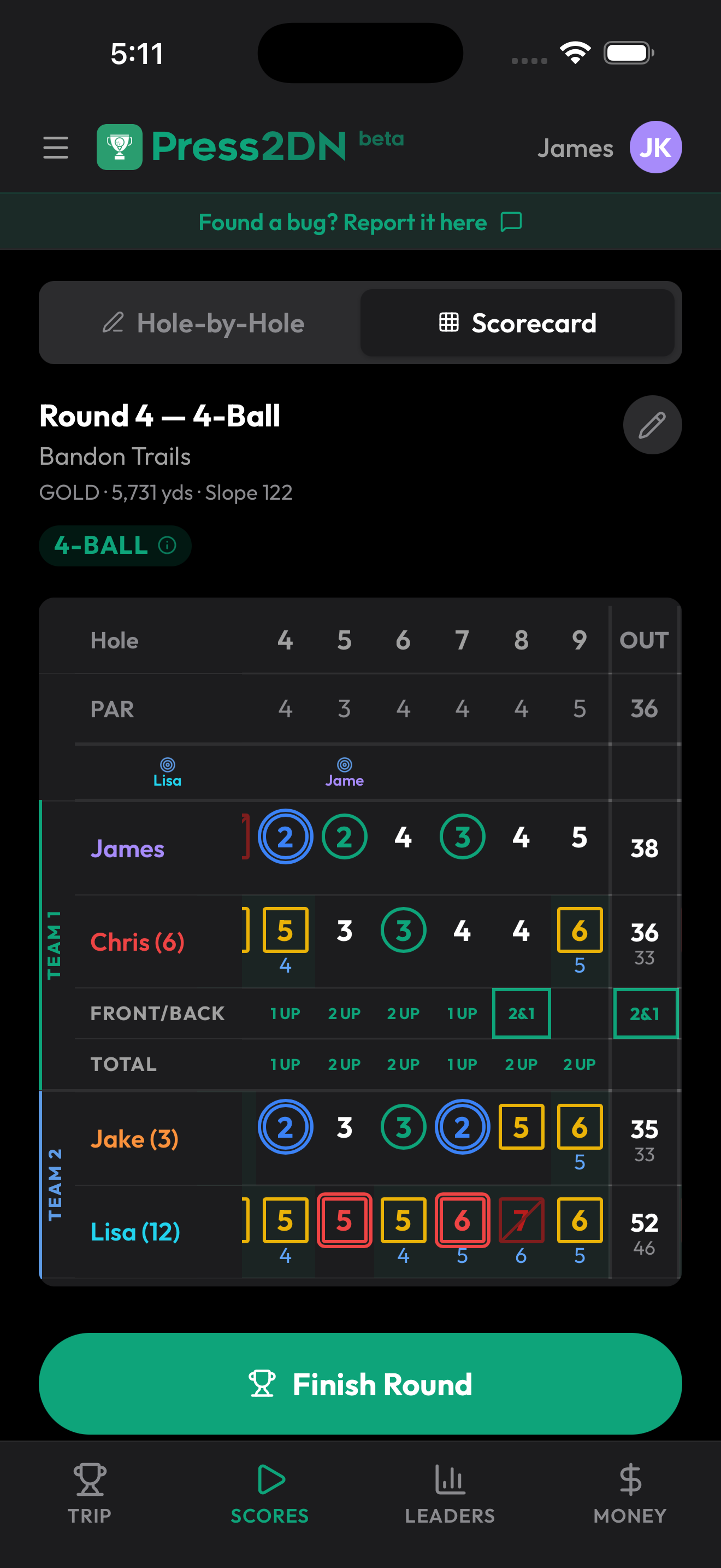 Live scorecard